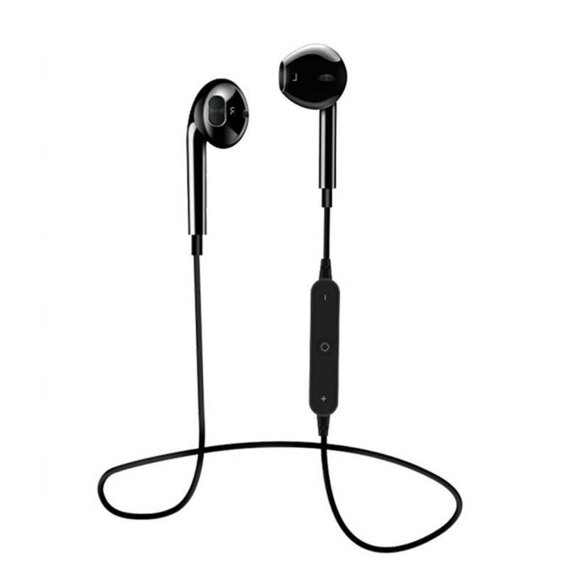 S6 bluetooth head set wireless earphone with microphone stereo sports running earplug headphone for iPhone Huawei headsets: Black