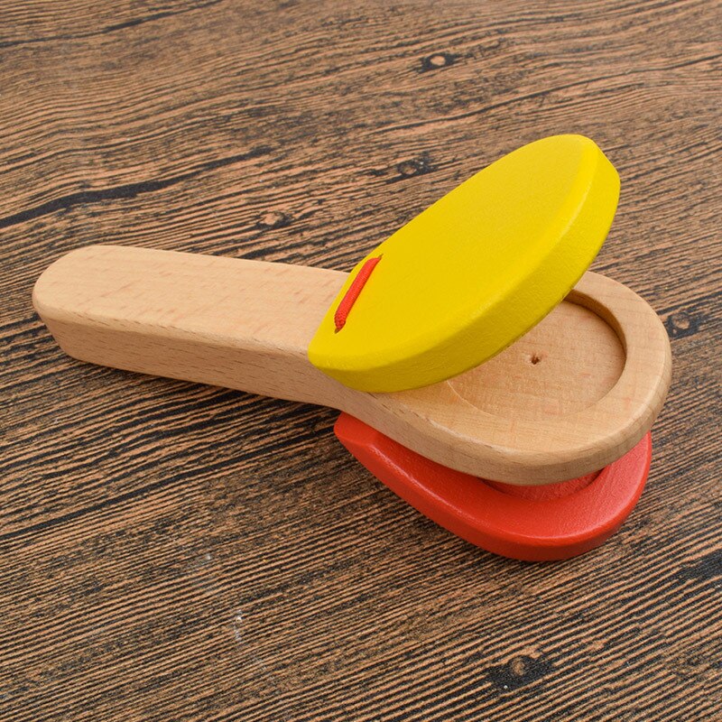Wooden Percussion Handle Clapping Castanets Board For Baby Musical Instrument Preschool Early Educational Toys