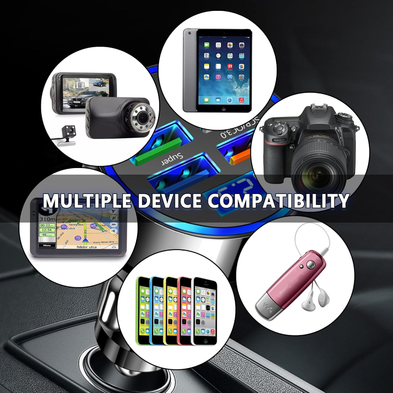 6-poorts snelle USB-oplader voor auto's