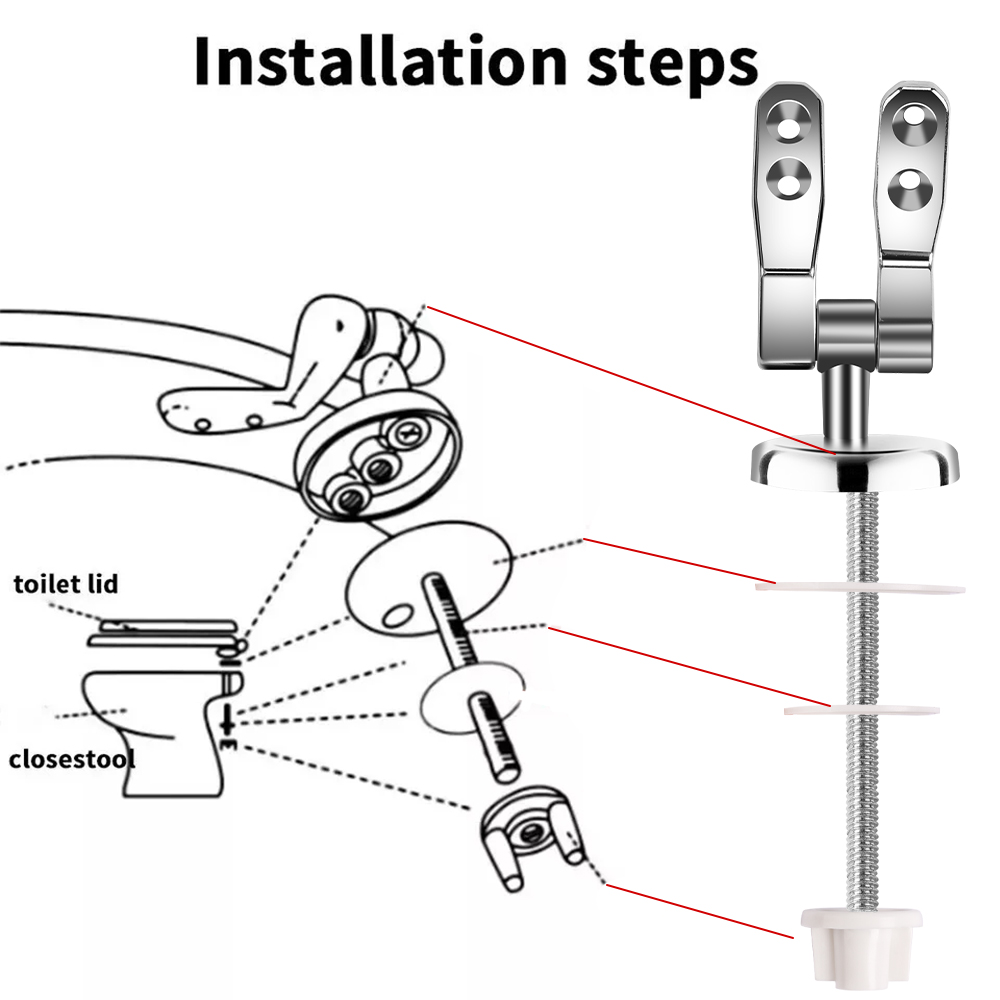 Dobradiças para tampa de vaso sanitário, dobradiça premium universal durável com parafusos, acessórios para vaso sanitário, peça de reposição para tampa de vaso sanitário nivelada