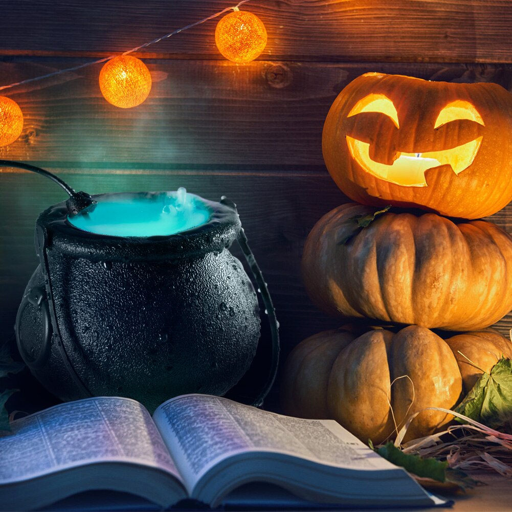 Humidificador LED para máquina de humo de bruja de Halloween, decoración espeluznante que cambia de Color, de escena DIY para de Halloween, juguete de broma