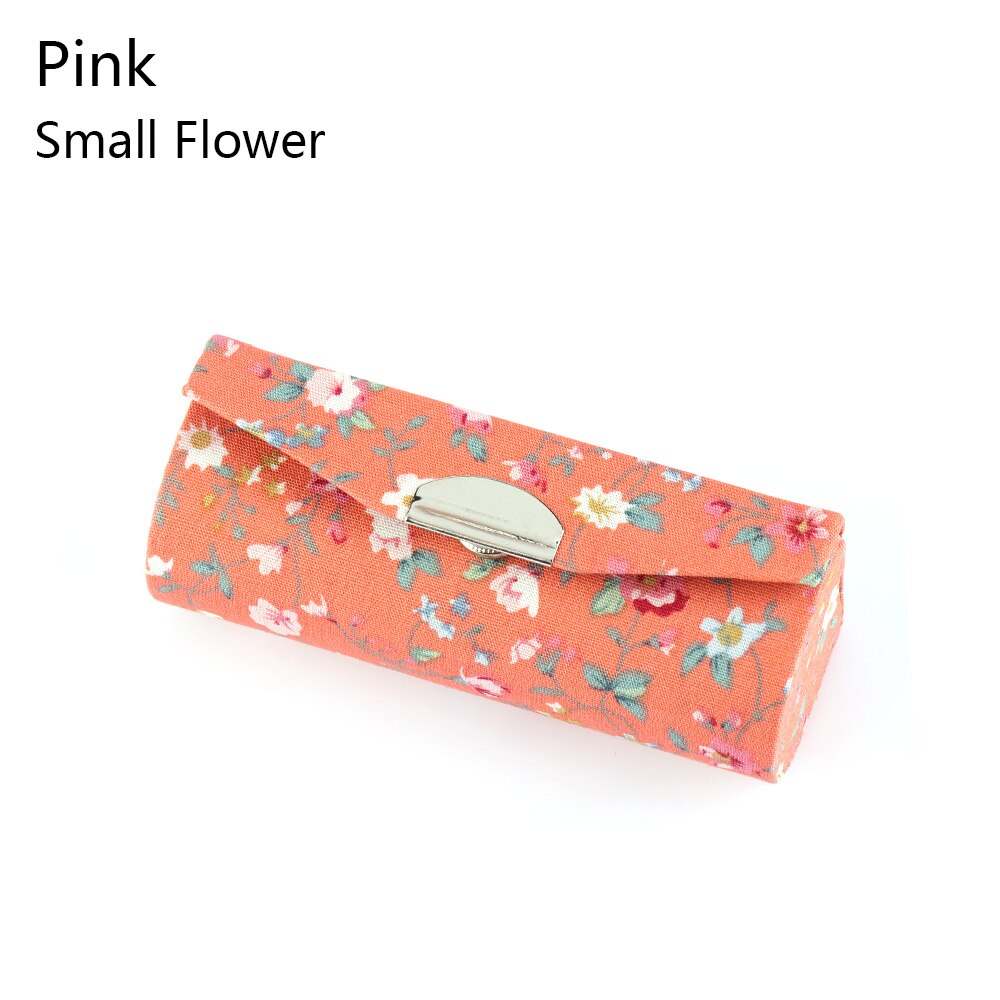 Læbestift etui mini spejl broderet lipgloss æske blomsterdesign smykkeholder piger kvinder makeup værktøjer: Lyserød 01