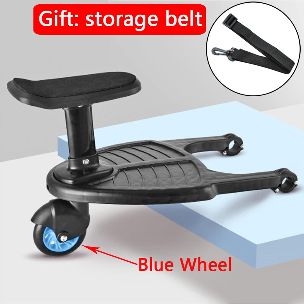 Adaptador de pedal del cochecito para niños, de , de segundos, remolque auxiliar, patinete gemelo, autoestopista, placa de pie con asiento: Scooter Blue
