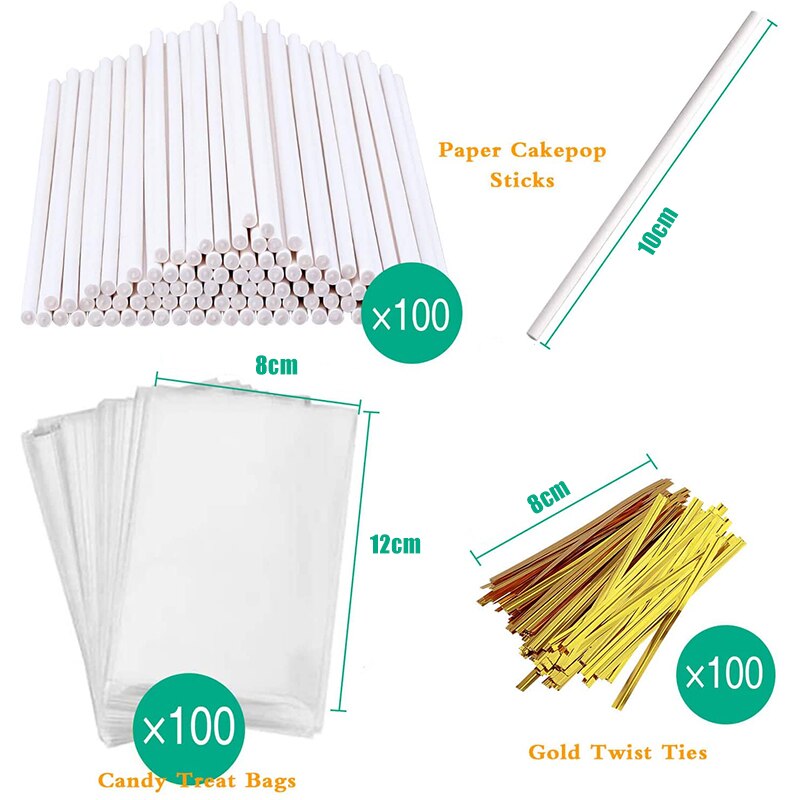 100PC lollipop stick Bar Cake Bar Packaging Bag Gold Silver Metal Twist for Making Cake Lollipop Candy Chocolate and Cookies