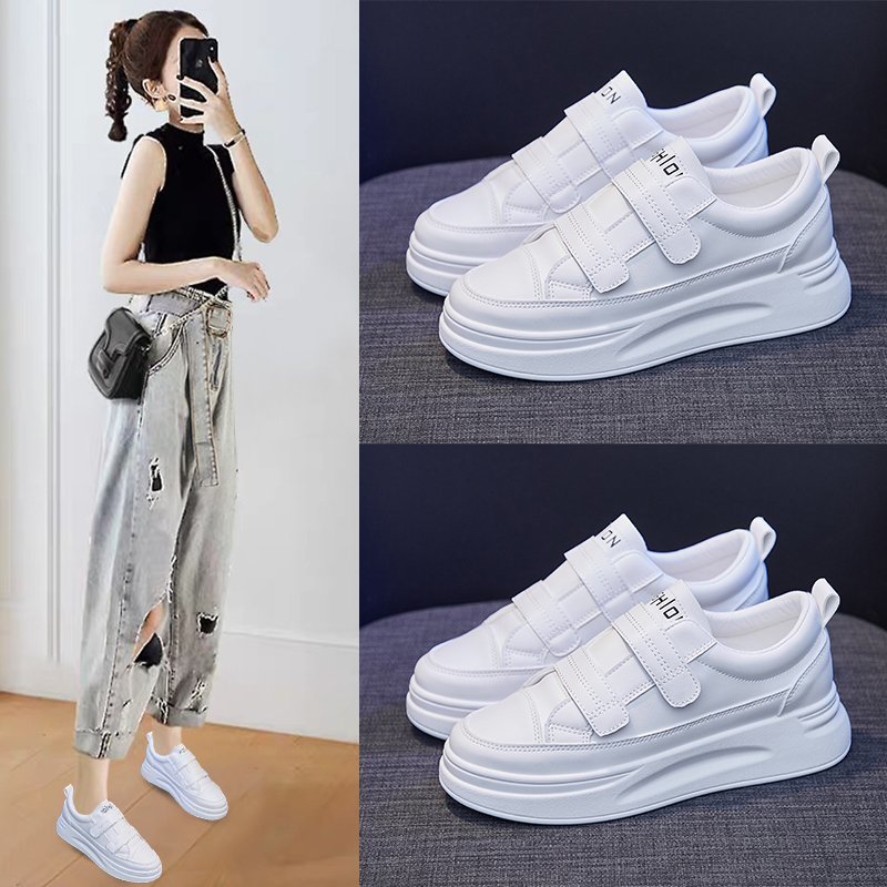 Casual Vrouwen Platte Schoenen Mode Witte Vrouwen Sneakers Antislip Verhogen School Flats Zacht Leer Vrouwen 'S Sport Schoenen