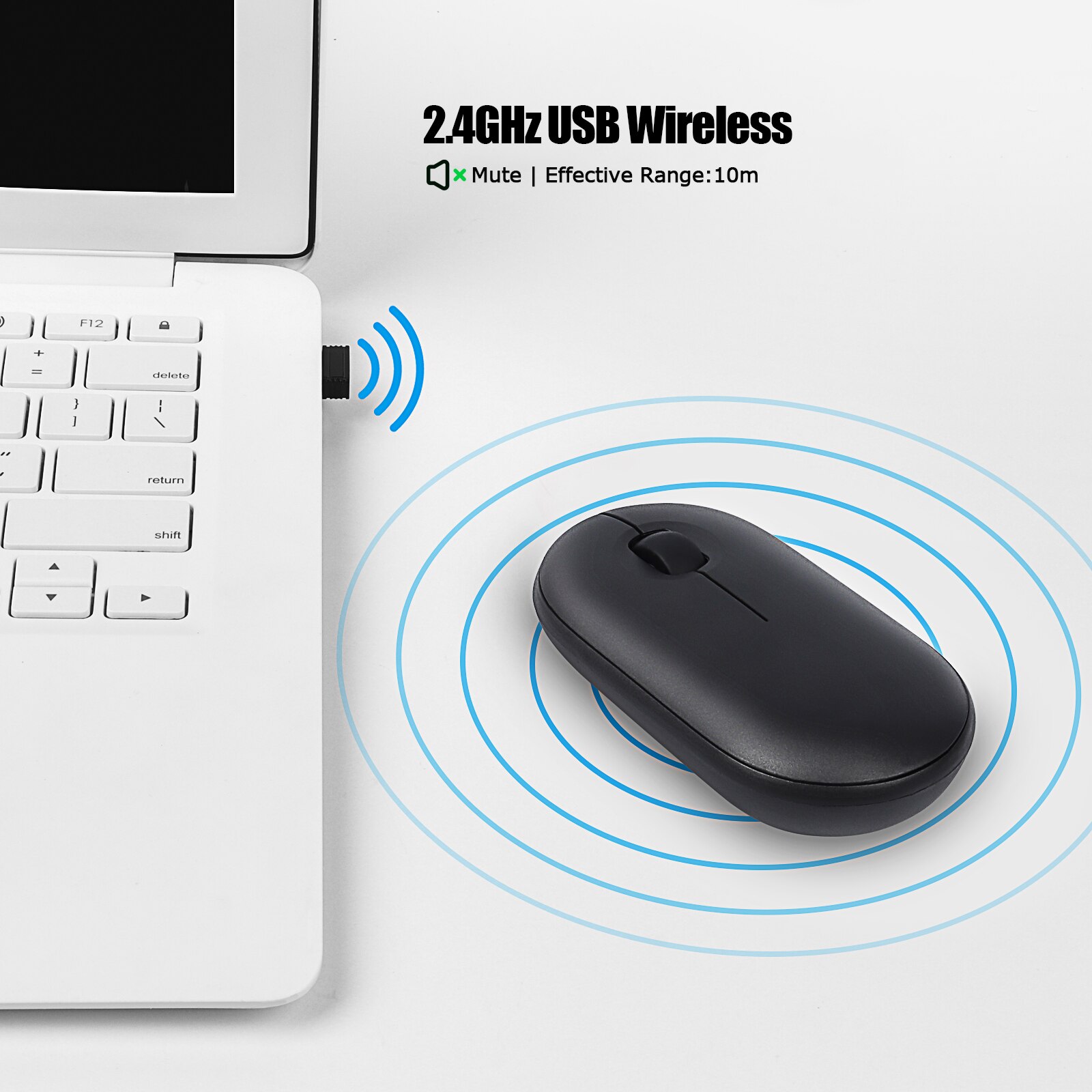 Pebble 2.4G Wireless Mouse Ergonomic Mute Mause Portable Ultra-light Mice for PC Laptop Desktop Notebook Office Use
