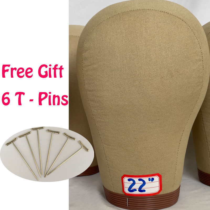21-23 Inch Wig Head Cork Canvas Block Head for Making Wigs Mannequin Head With Stand Head Pins: Ivory