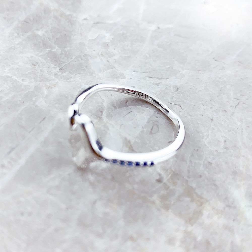 Anello coda pinna e onda con pietre blu nuovissimo alla moda gioielleria raffinata solido 925 Strerling argento regalo fortunato per le donne