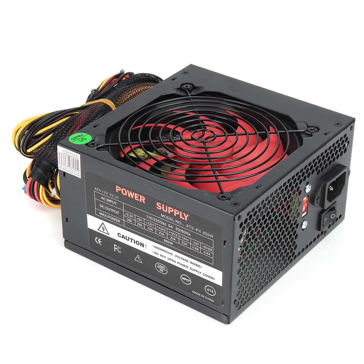 850W Power Supply 110V-230V 120mm LED Fan 24 Pin PCI SATA ATX 12V Active PFC PC Computer Power Supply for Desktop Gaming