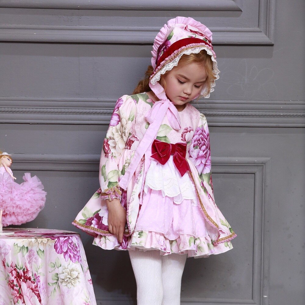 Filles doux lolita enfants fleur broderie rose lolita robe enfant kawaii robe filles robe victorienne enfants robe de princesse
