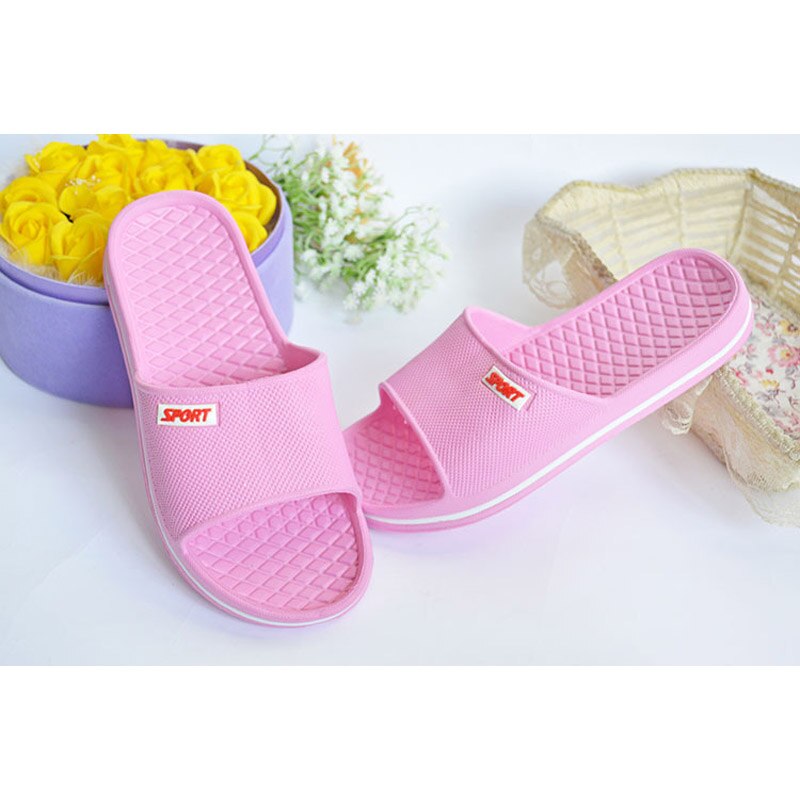 EVA Household Slippers Men's Indoor Flip Flops Lovers' Anti Slip Thick Bottom Slippers Summer Women Home Flat Shoes WSL1000: Pink / 37