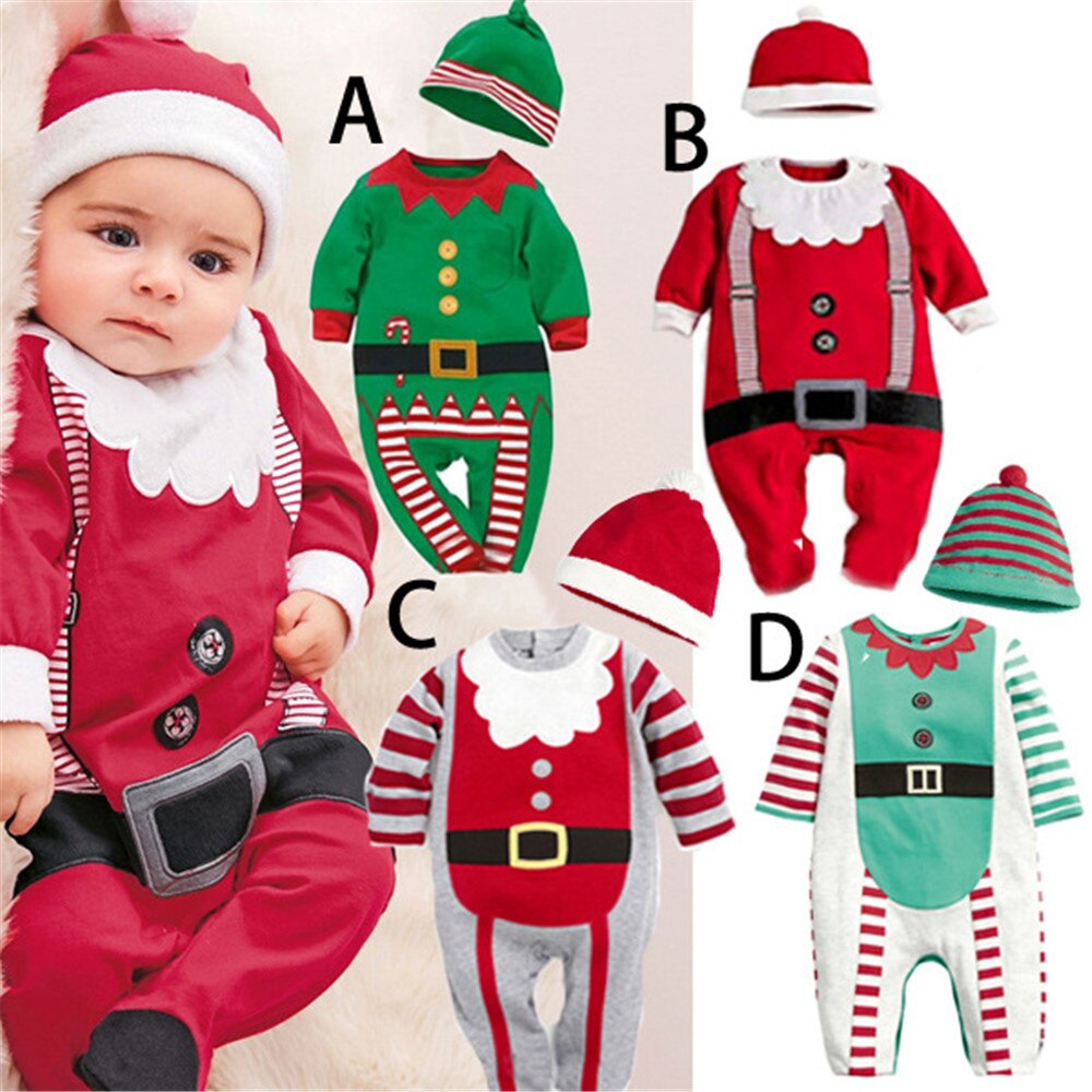 Cosplay Herfst Winter kinderen Kerst Kostuum Kerstman Elf kleding Pasgeboren Baby Jumpsuits kinderen bodysuit kostuums