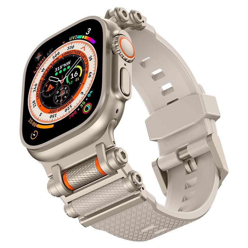 Urrem til apple watch ultra 2 remme 49 46 45 44 42mm holdbart metalstikrem til iwatch  s10 9 8 7 tpu sportarmbånd: Xs / Sandrosa