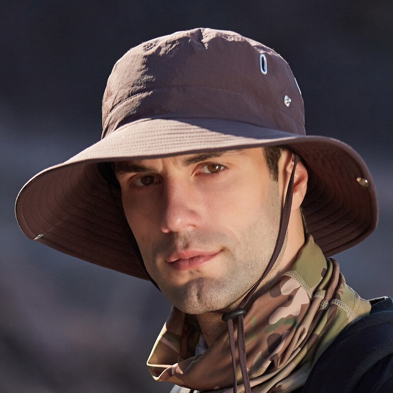 gorras hombre sombrero hombre Respirables de los hombres del verano sol sombrero gorro de pesca al exterior de protección de color sólido sombrero de pescador grandes aleros de viaje de Playa de las mujeres tapas