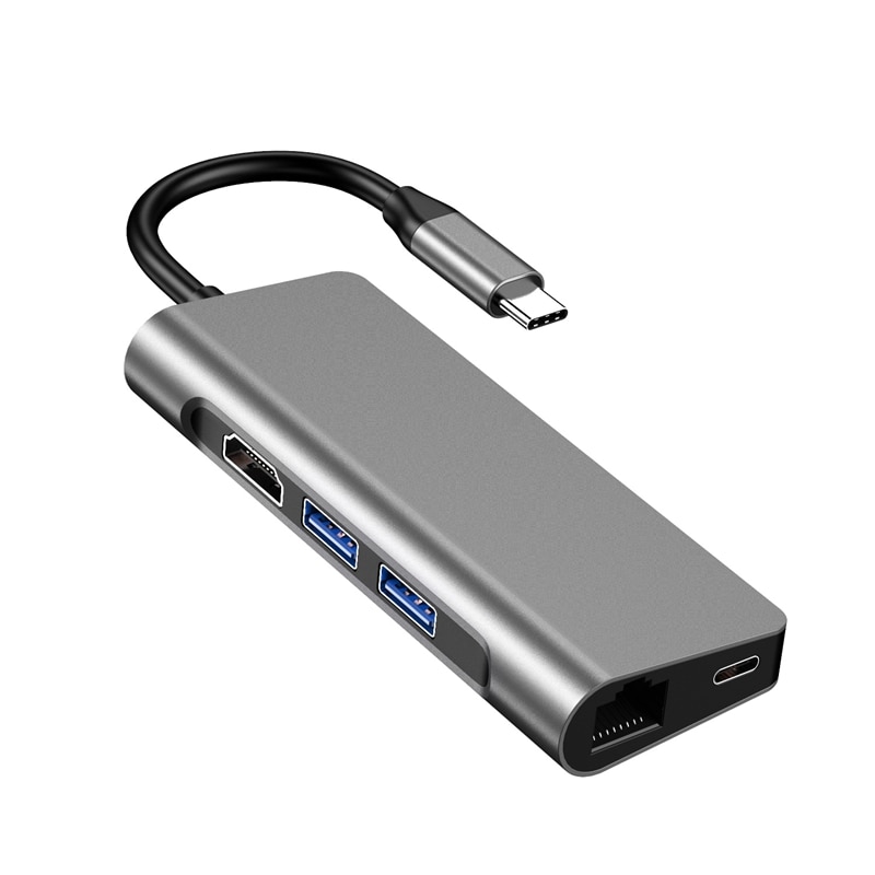 Type C Hub, 7-In-1 Adapter with Gigabit Ethernet, 4K USB C to HDMI, 2 USB3.0, SD/TF Card Reader Compatible for Mac Pro and Other