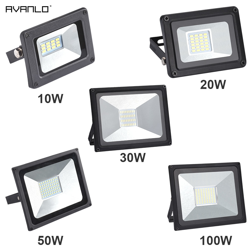 LED Floodlight 100W 50W 30W 20W10W Ultra Thin Led Flood Light Spotlight Outdoor 220V IP65 Outdoor Wall Lamp Flood Light Led
