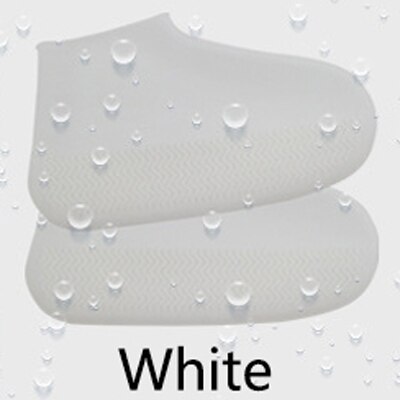 Capa de sapato impermeável material de silicone unisex sapato cobre ao ar livre adequado para dias chuvosos fácil de transportar botas de chuva à prova dwaterproof água: Branco / S