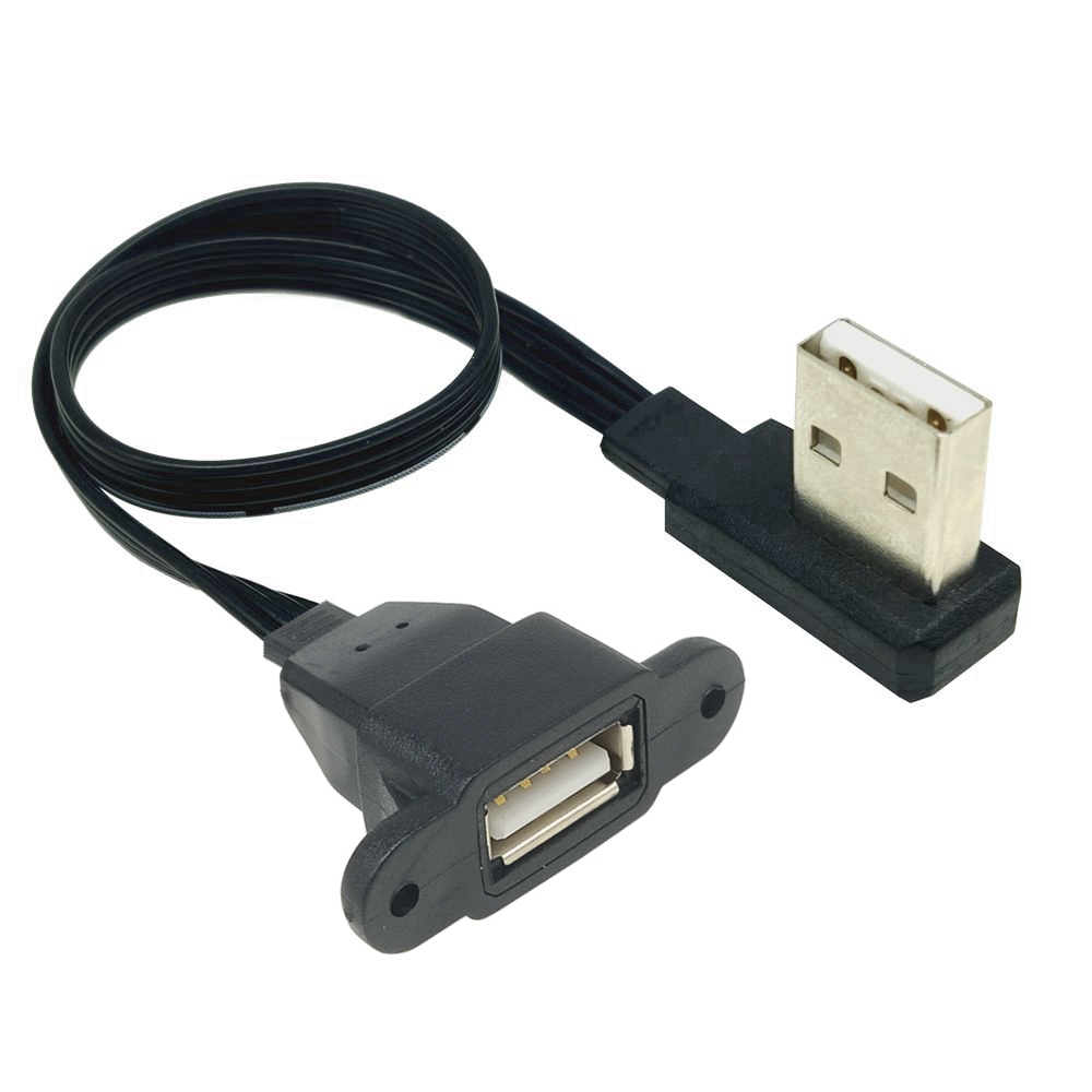 5CM 10CM 20CM 50CM 1M USB extension cable elbow 2.0 data cable with screw holes for fixing baffle male to female with ears 2.0 e