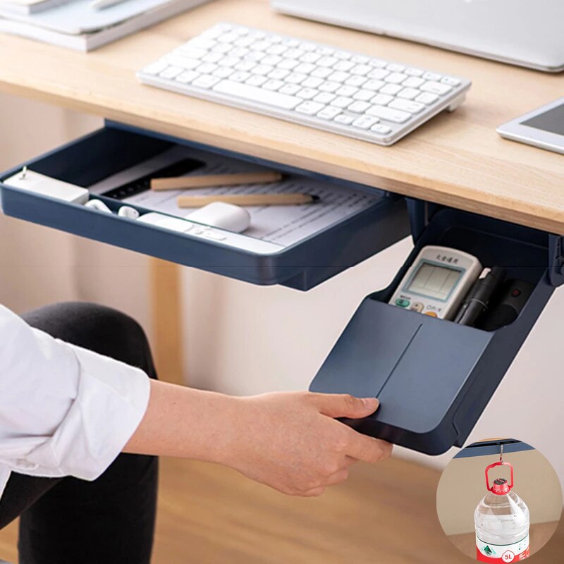 Under Table Drawer Hidden & Secret Space Large Capacity High Load-bearing Self-adhesive Stationery Sundries Cabinet Organizer