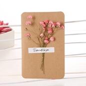 Tørre blomsterkort bursdagskort for jente barn kone mann bursdagskake gratulasjonskort postkort kort: Rosa gypsophila 1