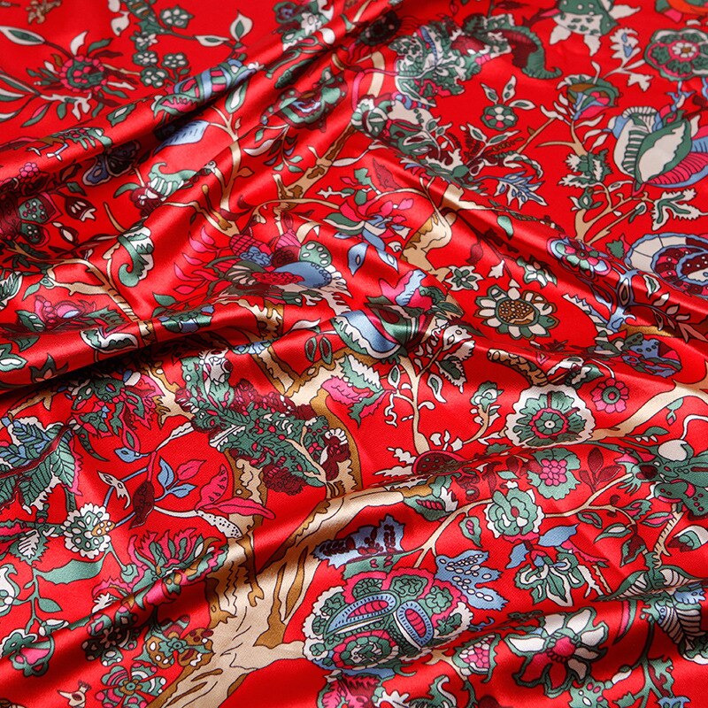 90 x 90 bloemen satijnen multifunctionele dames zijden keper sjaal satijnen vierkante strik haarband dames foulard femme handdoek bufanda sjaal