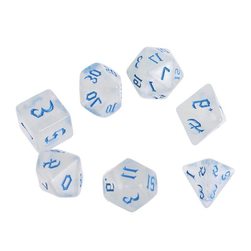 7 Pcs Resin Polyhedral Dices Voor Dnd Rpg Mtg Wijzerplaten Dobbelstenen Desktop Tafel Bordspel Speelgoed: Blauw