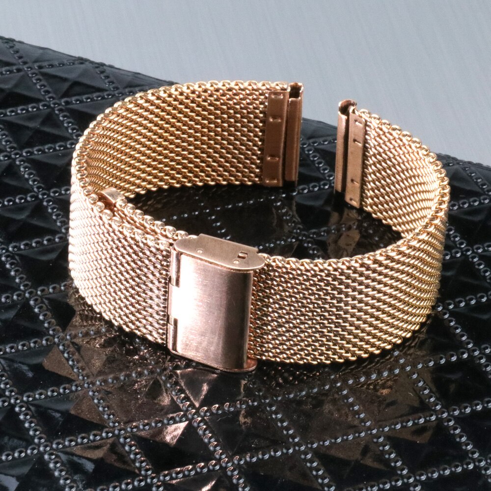 Strap 20mm 22mm Stainless Steel Milanese Watch Band Women Mesh Belt Replacement Strap Black Gold Rose Gold Silver Blue for DW: rose gold / width  20MM