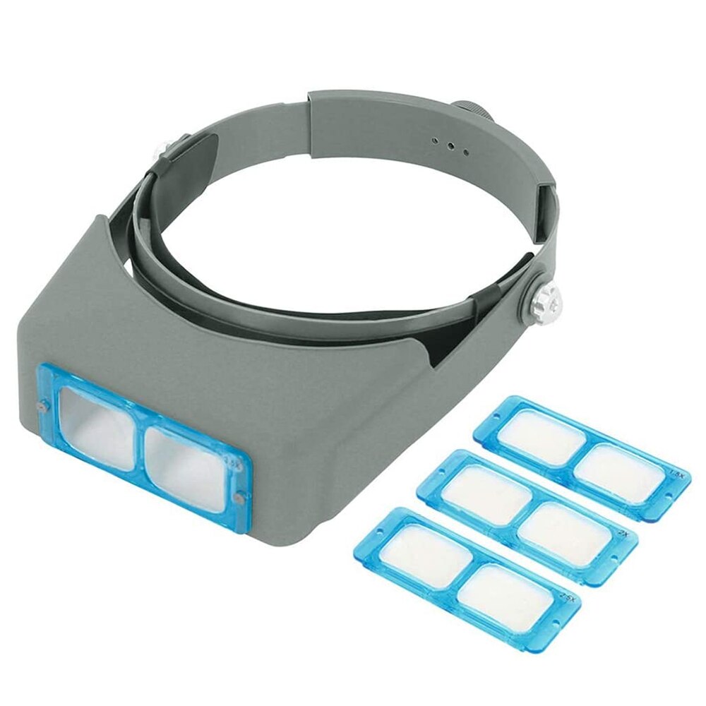 Head Mounted Illuminating Glasses Magnifier with 2 Led Lights 4 Adjustable Lens Loupe Magnifying Glass For Tool Repai Toys: FDJ038-1