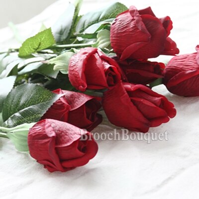 20 teile/satz Künstliche Blumen die Seide Blumen Weiß Real berühren Blumen Hochzeit Strauß Heimat Party Dekorative Party Blumen: rot