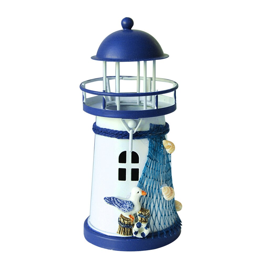 Mediterranean Lighthouse Lantern Candle Holder Vintage Iron Tower Candle Holder Candlestick Home Wedding Decor#y30: C