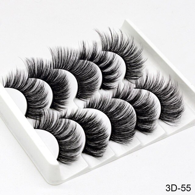 5Pairs 3D Nertsen Haar Valse Wimpers Natuurlijke/Dikke Lange Wimpers Piekerige Make-Up Beauty Extension Gereedschap Sexy Schapen: 3D55