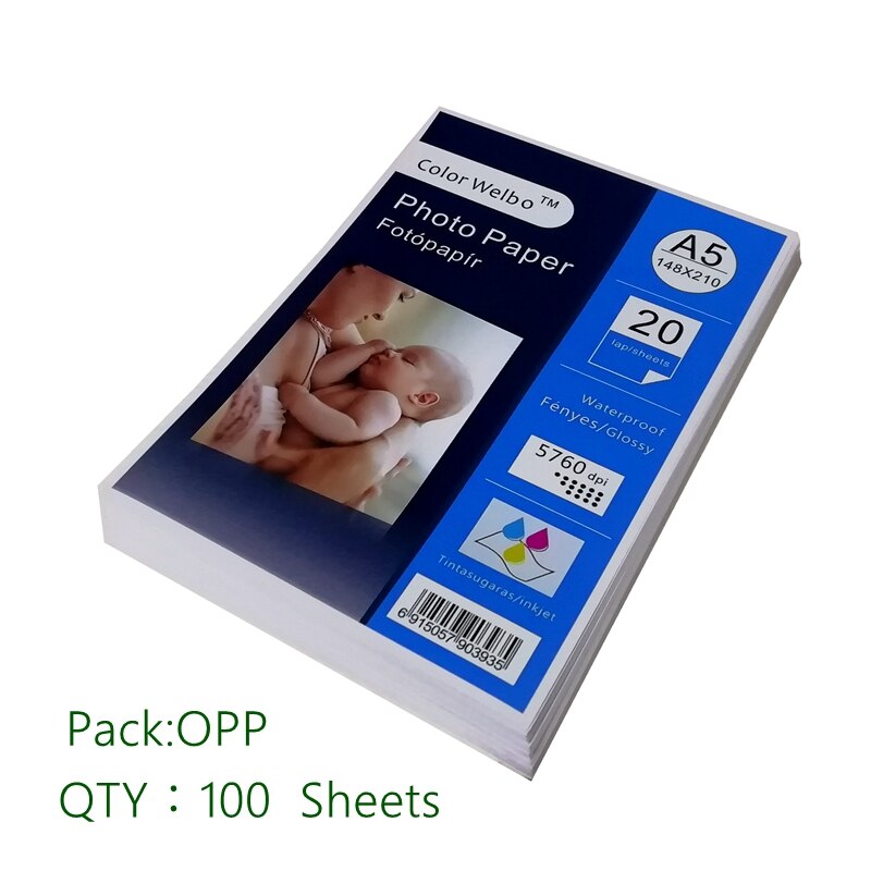 A5 blankt inkjet papir 5.82 x 8.3 tommer 20 ark/pakning 5760 dpi 240 gsm 148 x 210mm digitalt pigmentprint ensidet fotopapir: 100 ark