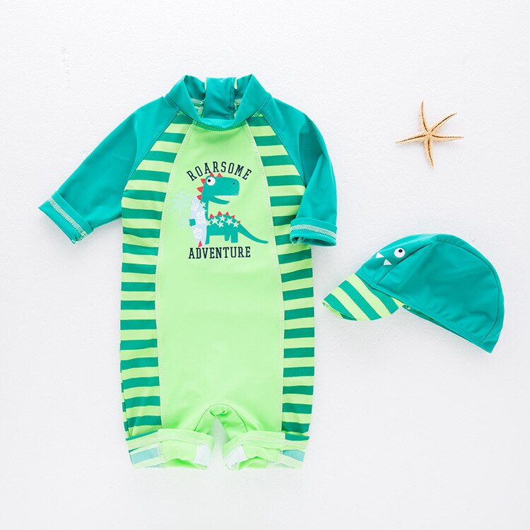 Baby Boy Swimwear Summer Rash Guards Sports Infant Handsome Dinosaur Beach UV Protection Surfing 1-2Year Toddler Swimwear: 18M