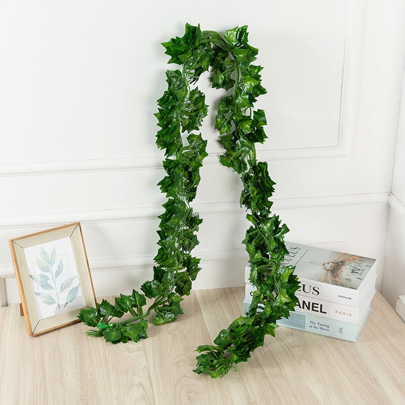 2 m grønne silke kunstige hængende efeu blad krans planter vinblade 1 stk diy til hjemmet bryllup dekoration havefest indretning