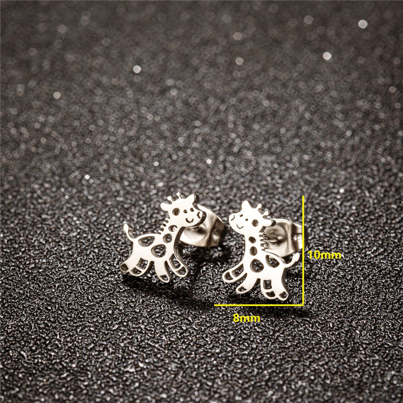 Pendientes pequeños de jirafa de acero inoxidable, bonitos tachuelas de animales con globos para mujeres y niñas, joyería de , para Piercing en la oreja de cumpleaños para hombres