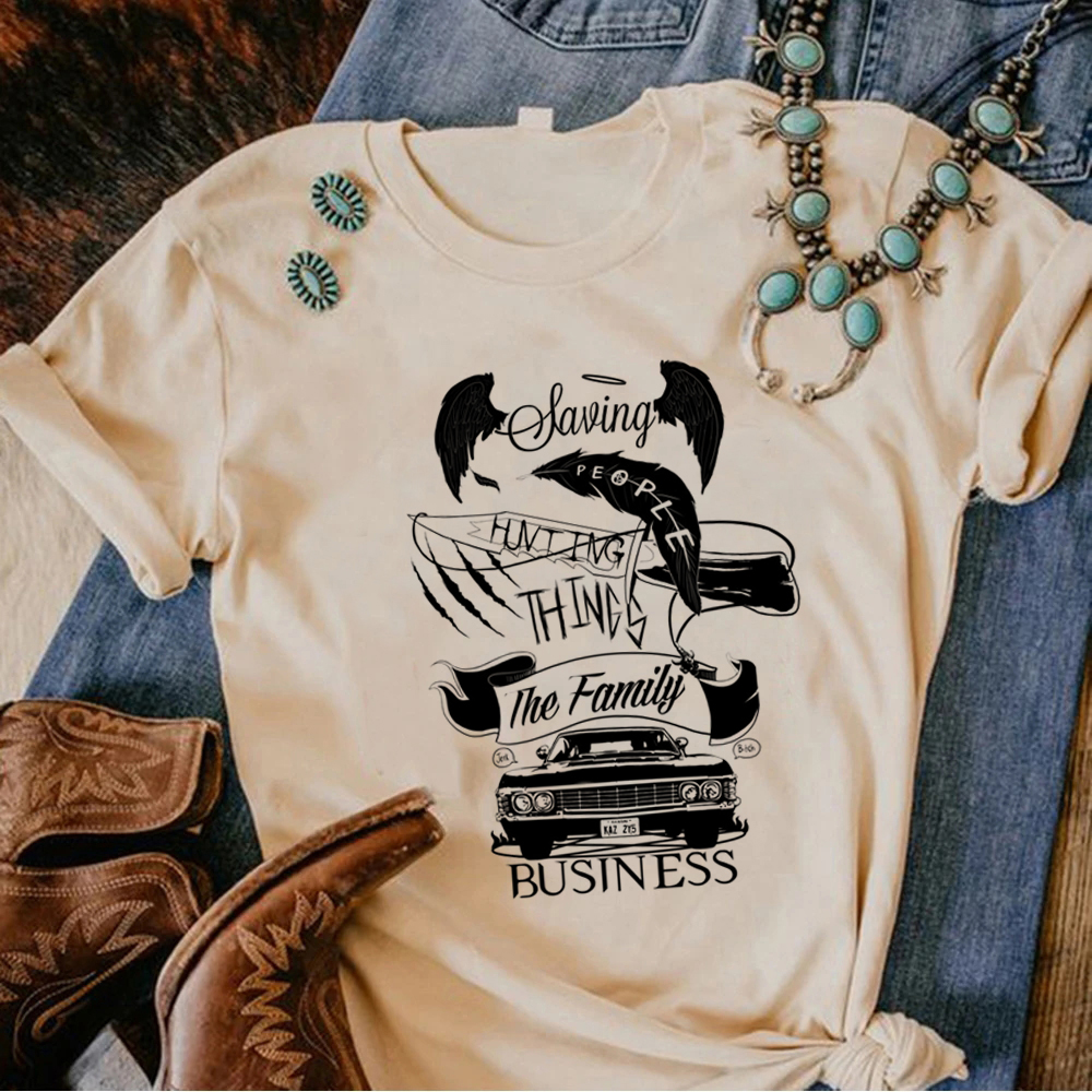 Camiseta sobrenatural para mujer, top japonés de cómic, ropa harajuku femenina: XXL / Azul