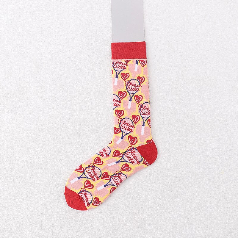 Colorful Pattern Cotton Mens Women Socks Middle Tube Funny Casual Crew Socks Girls Cute Harajuku Ankle For Ladies Socks: 5