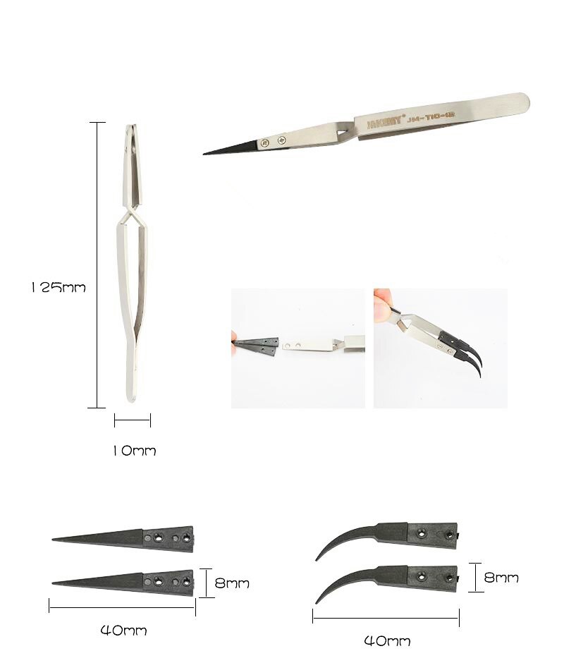 1 stuk roestvrijstalen elektronische pincet met lange punt, gebogen punt, telefoonreparatie, antistatische pincet, gereedschap, accessoire