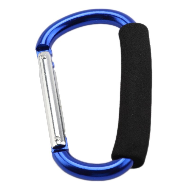 Mosquetón grande de aleación de aluminio en forma de D, gancho de hebilla de agarre suave de liberación rápida para acampar, llavero al aire libre, Clip de mosquetón: Azul