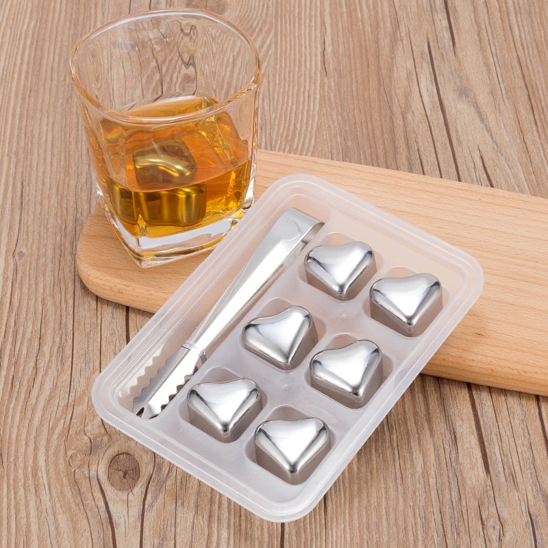 8 stk hjerteformede isterninger i rustfrit stål genanvendelige kølesten til whisky vin frossen drink sgs test pass