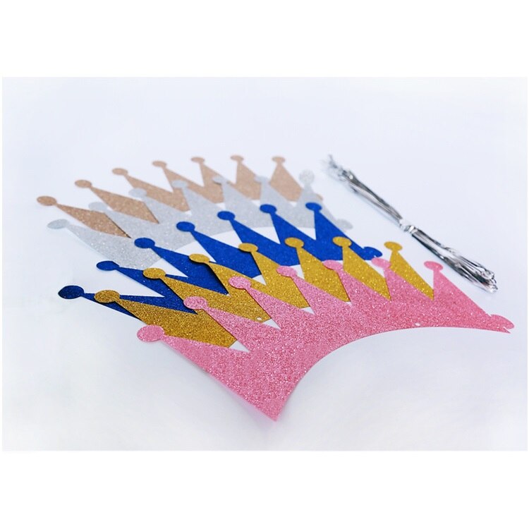6pcs/Pack First Birthday Crown Headband Silver Pink Blue Glitter Birthday Crown 1st Birthday Hat Photography Prop