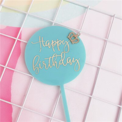 Gelukkige Verjaardag Cake Topper Met Kroon Acryl Cake Toppers Verjaardag Party Dessert Decoratie Voor Baby Shower Bakken Levert: 8