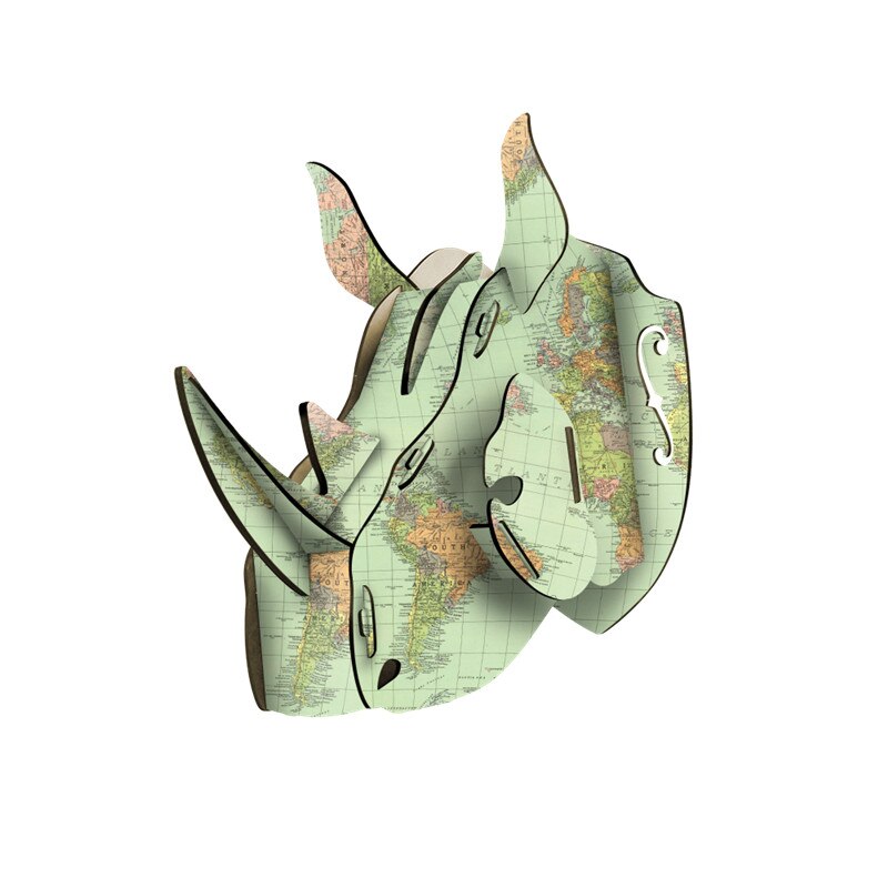 3D Dierenkop Muur Mount Herten/Eenhoorn/Rhino Hoofd Houten Diy Speelgoed Kinderkamer Muur Opknoping Decoratie Verjaardag kerstcadeau: 4