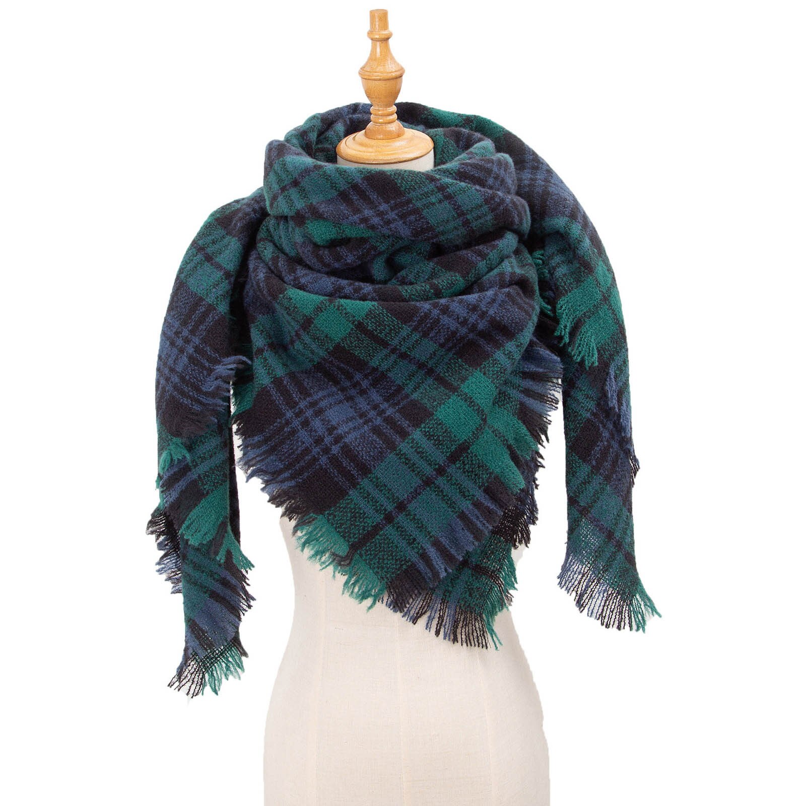 Womens Warm Long Shawl Wraps Large Scarves Knit Cashmere Tassel Plaid Scarf winter hijab scarf: GN