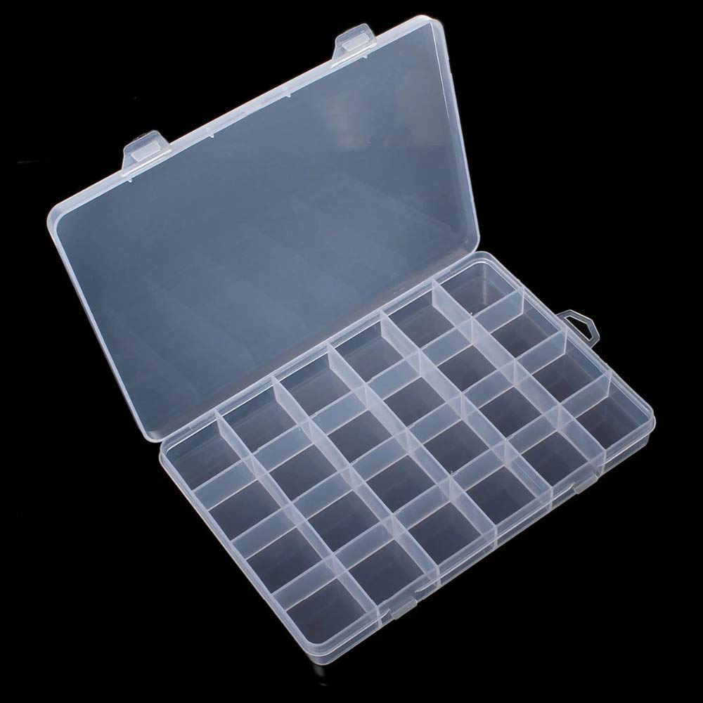 24 Compartment Transparent Plastic Storage Box for Phone Accessories Replacement Parts Container Practical Organizer