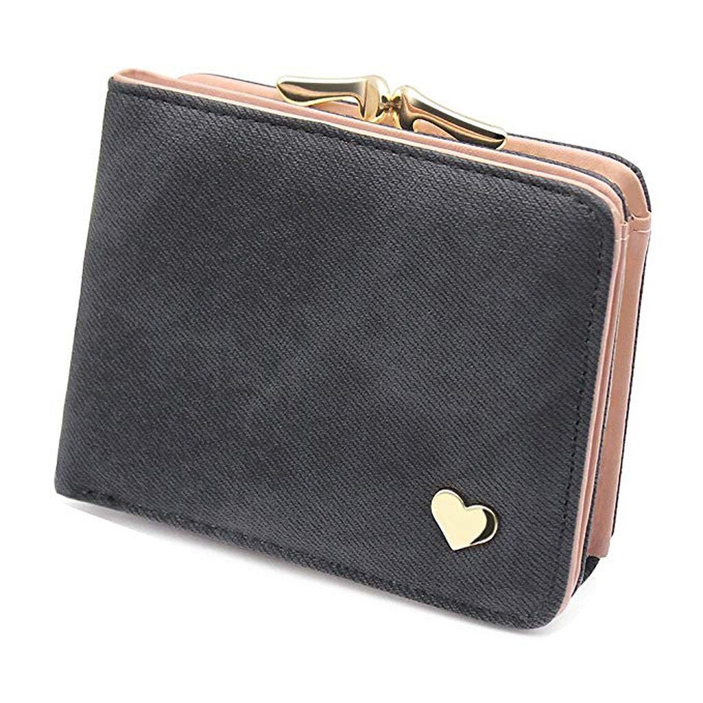 Women Wallet Pu Short Cute Heart Wallet Folding Wallets Clutch Pu Card Holder Ladies Purses Cute Mini Purse Carteras Mujer #YJ