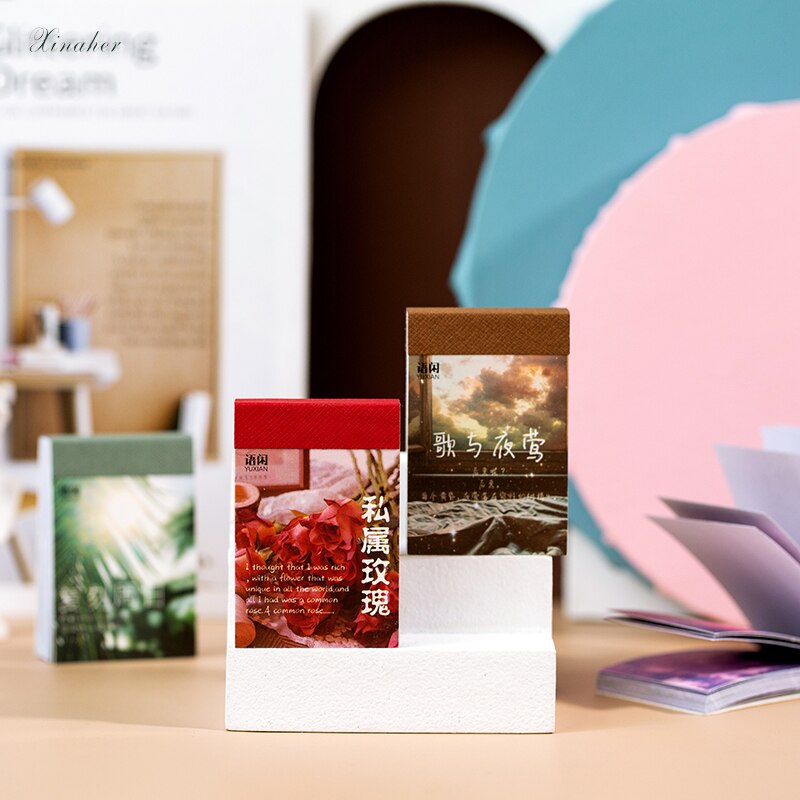 XINAHER 50 unids/set Mini libro rosa de papel Material de basura planificador Scrapbooking decorativo Vintage papel para manualidades DIY