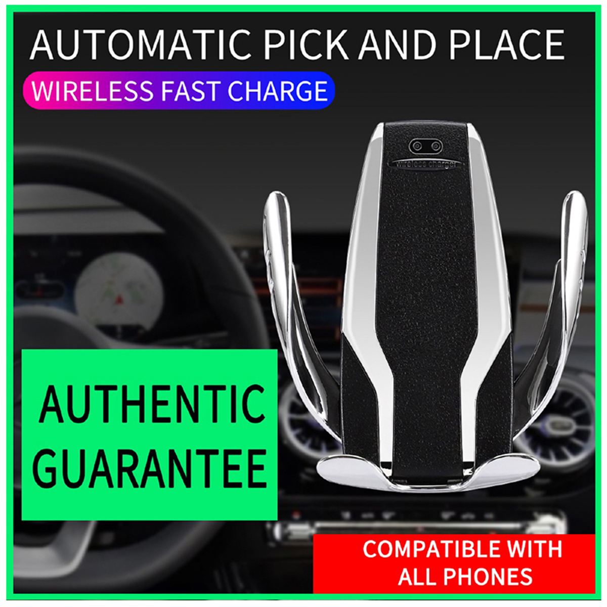 Qi Automatic Clamping Car Phone Holder Fast 10W Wireless Charging Car Charger Holder Mount Air Vent for iPhone X Max XR Samsung