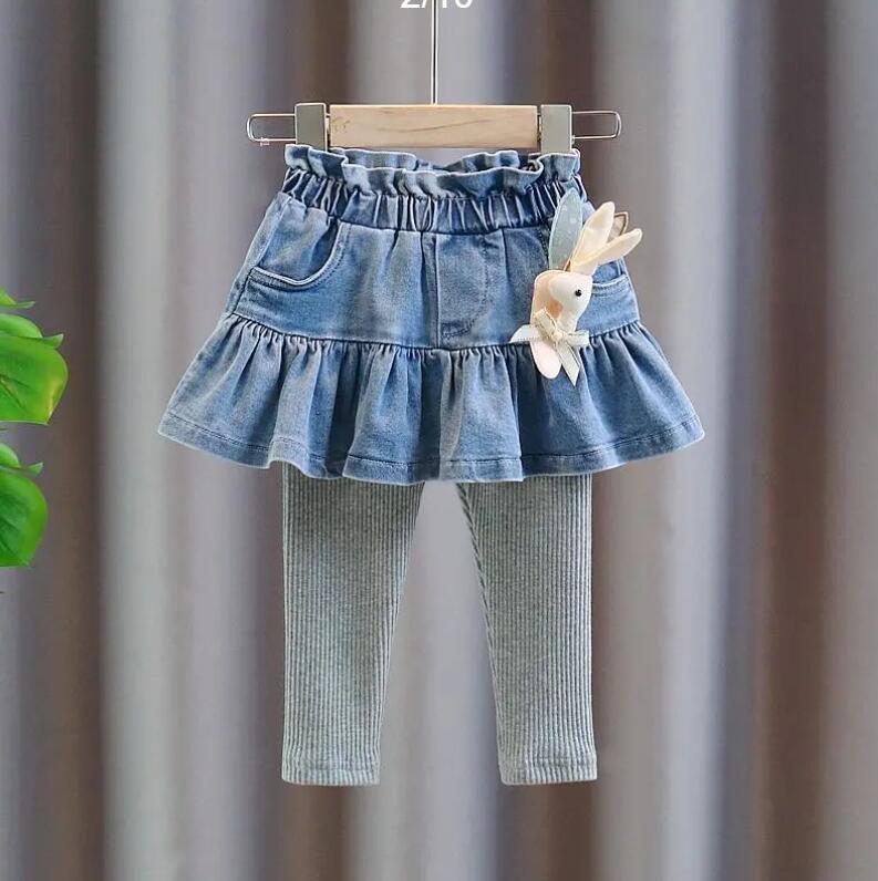 Meisjes Leggings Denim Broek Rokken Lente Herfst Kinderen Mode Leggings Met Rok Baby Kinderen Broek Cartoon Konijn: 18m