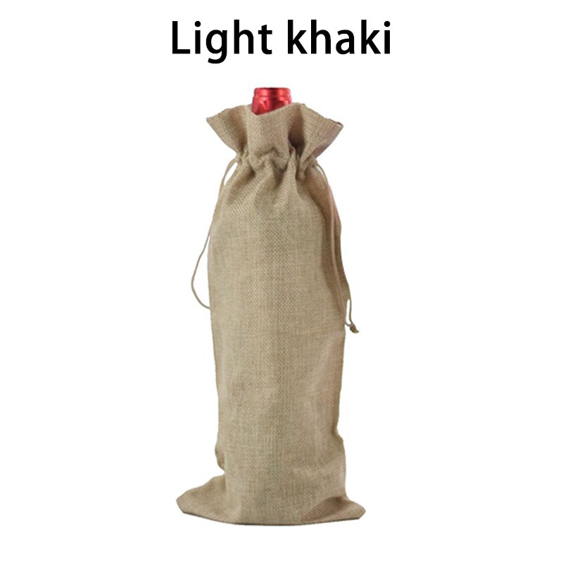 Linen Wine Bottle Covers With Drawstring Jute Wine Bag Holder Carrier For Champagne Olive oil Packaging Pouch: 10